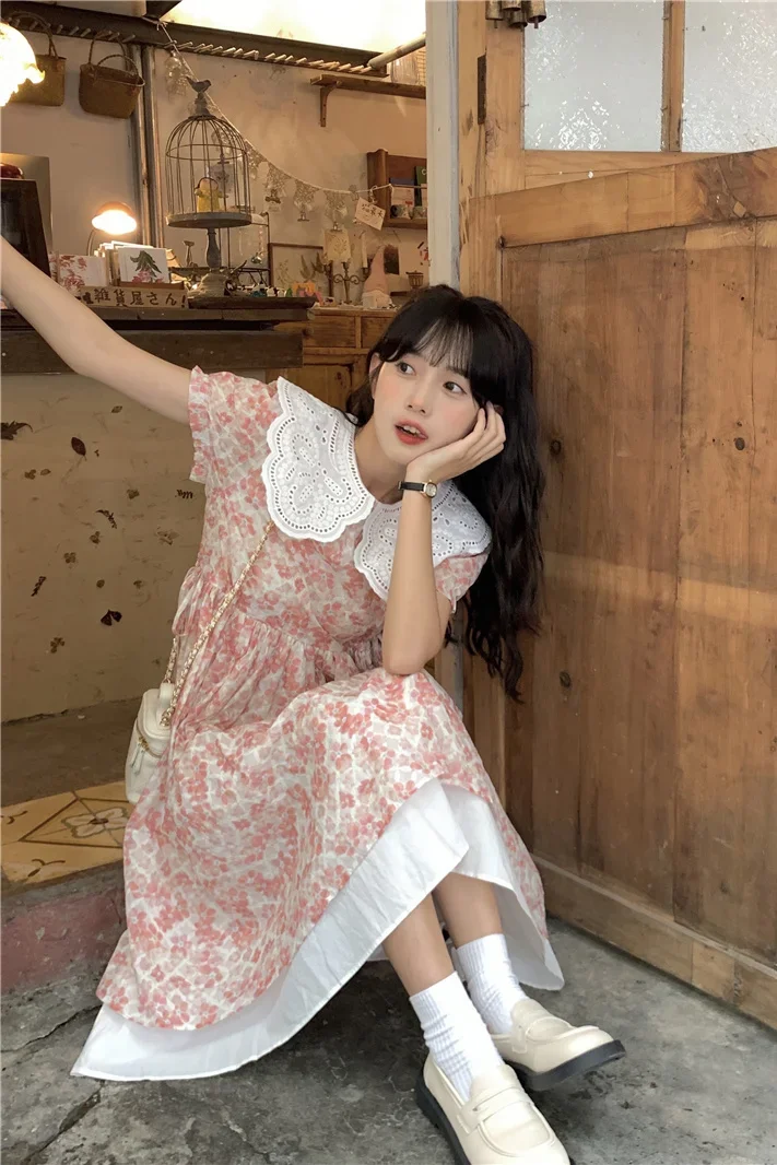 Gagaok Japan Style Women Dress Sweet Peter Pan Collar Floral Printed Dresses Female 2025 Summer New Gentle Vestidos Clothes
Gagaok Japan Style Women Dress Sweet Peter Pan Collar Floral Printed Dresses Female 2025 Summer New Gentle Vestidos Clothes