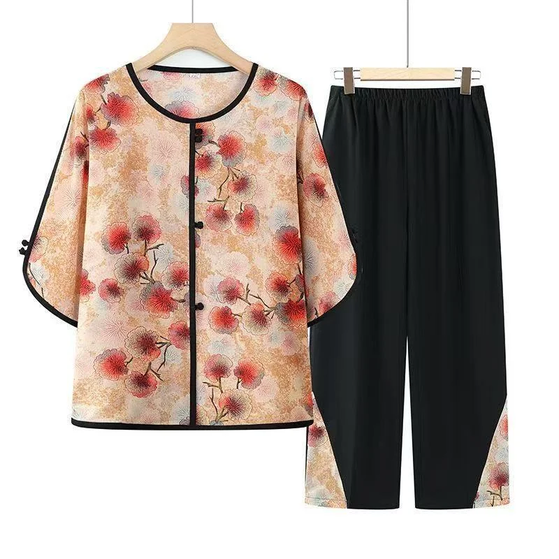 Summer Female Printing Dyeing Tops Pantalons Two-piece Set Ladies Large Size 6XL Shirt Middle-aged Mom Short Sleeve Loode Blouse
Summer Female Printing Dyeing Tops Pantalons Two-piece Set Ladies Large Size 6XL Shirt Middle-aged Mom Short Sleeve Loode Blouse