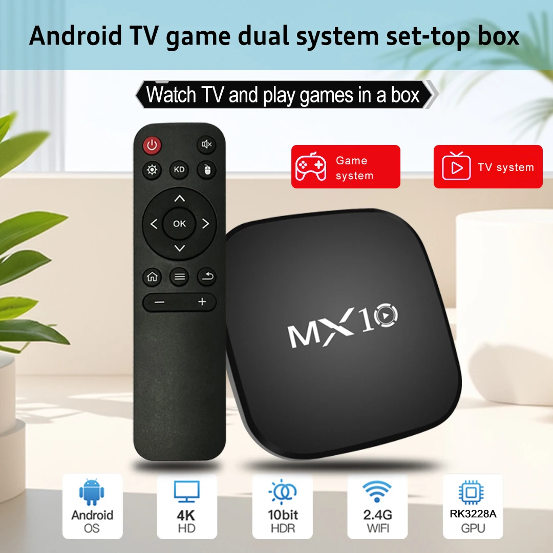 Smart TV Box MX10 ARM Mali-400 MP2 DDRIII 1GB EMMC 8GB Android 7.1 Smart Home Theater TV Box Support 24 languages
Smart TV Box MX10 ARM Mali-400 MP2 DDRIII 1GB EMMC 8GB Android 7.1 Smart Home Theater TV Box Support 24 languages