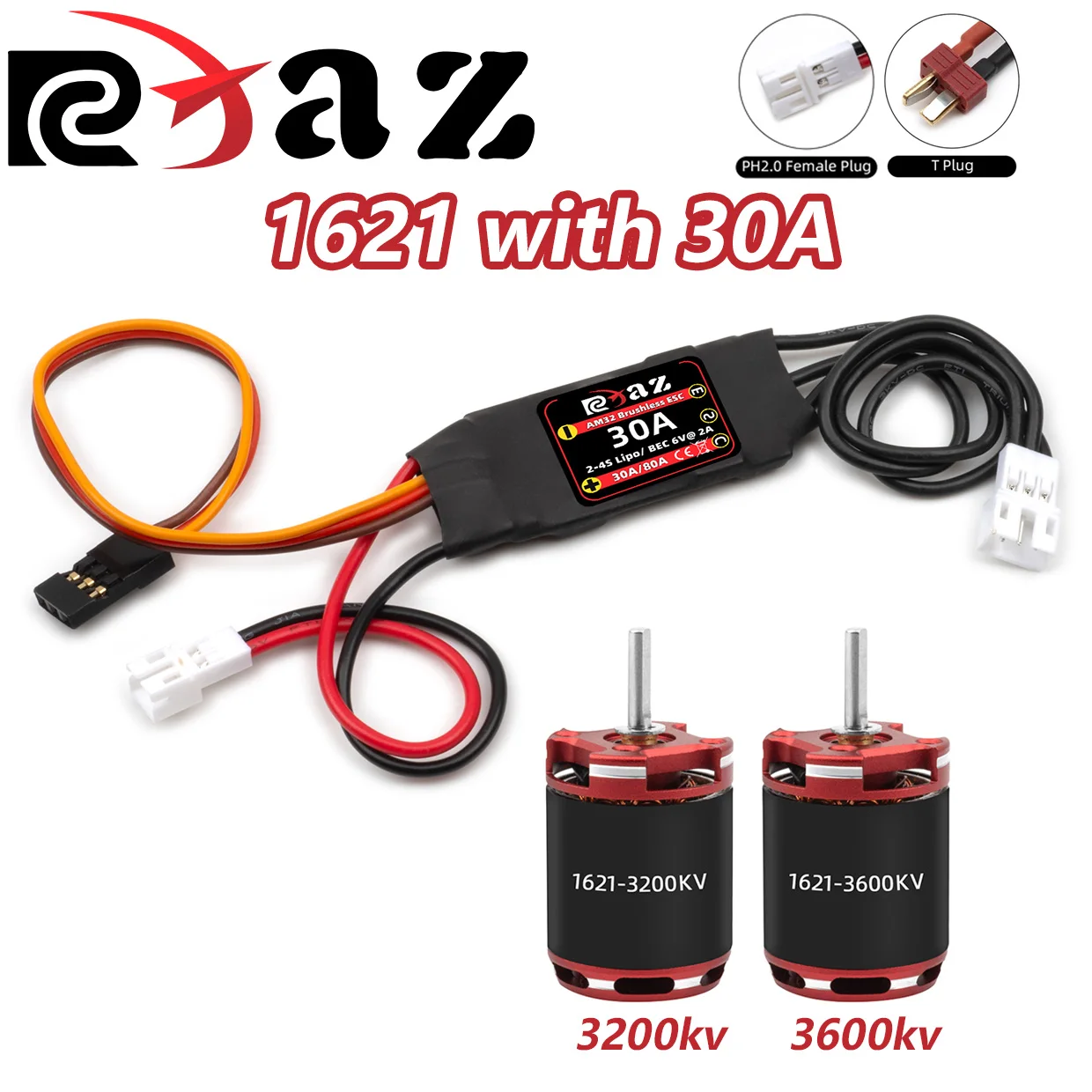 RCXAZ AM32 30A Бесщеточный регулятор скорости ESC с двигателем Outrunner 1621 для RC 1/18 1/24 гусеничного грузовика Axial SCX24 TRX4M
RCXAZ AM32 30A Бесщеточный регулятор скорости ESC с двигателем Outrunner 1621 для RC 1/18 1/24 гусеничного грузовика Axial SCX24 TRX4M