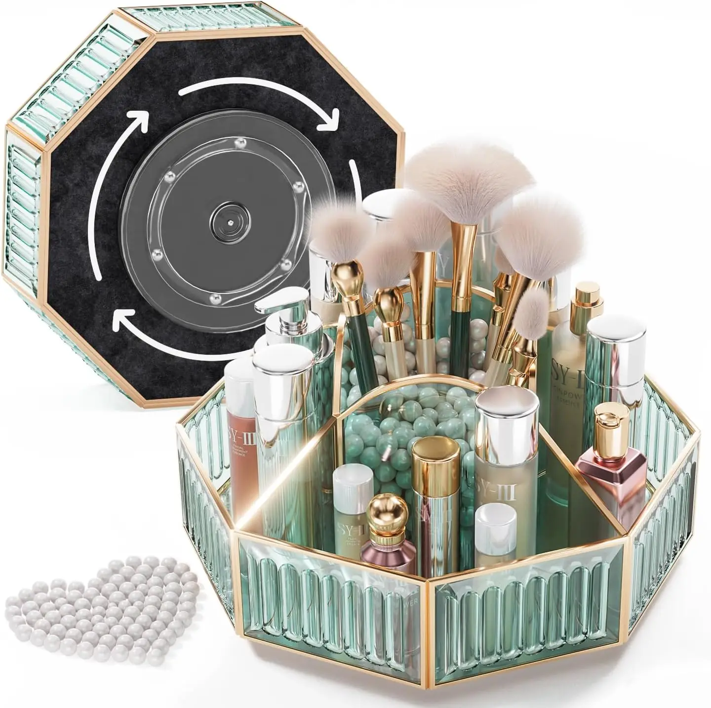 360° Rotating Makeup Organizer with Brush Holder for Countertop, Bathroom Storage & Vanity
360° Rotating Makeup Organizer with Brush Holder for Countertop, Bathroom Storage & Vanity