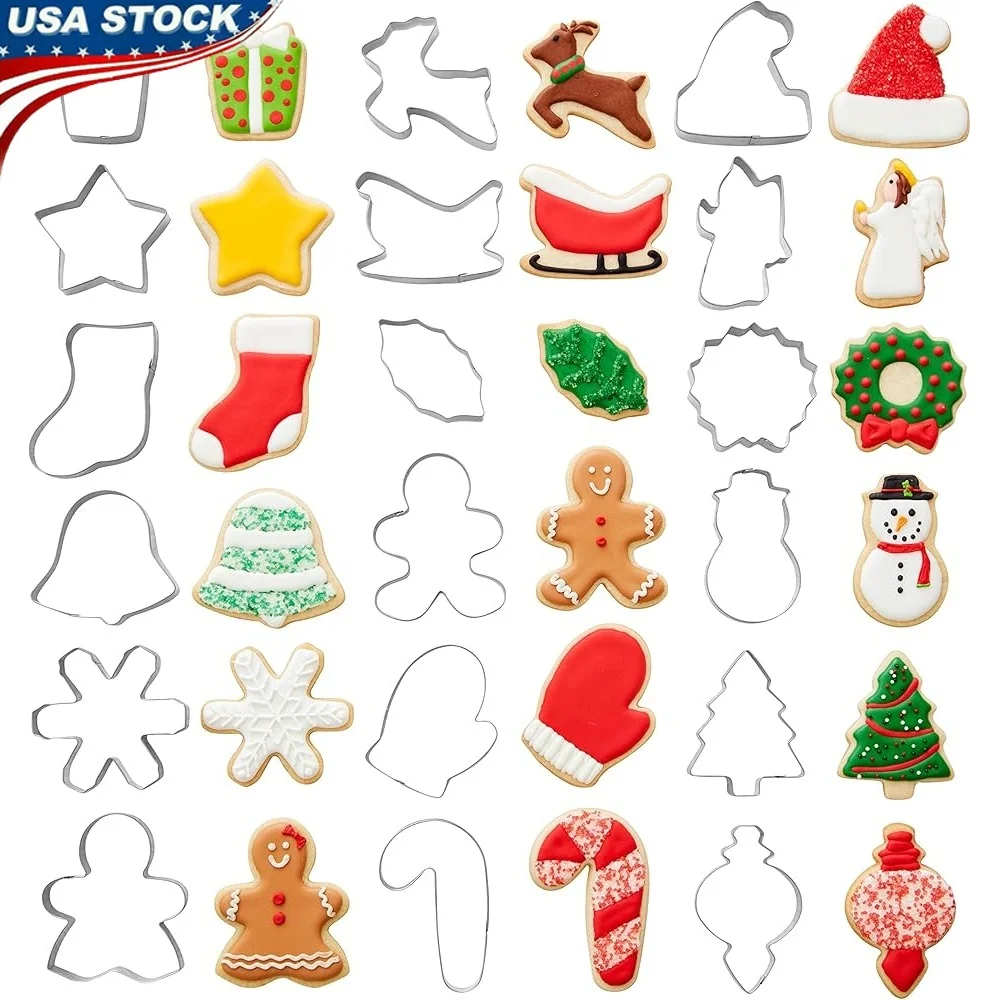 18 Piece Christmas Cookie Cutter Set Holiday Baking Metal Shapes Gingerbread Sugar Cookies Festive Crafts Storage Container 
18 Piece Christmas Cookie Cutter Set Holiday Baking Metal Shapes Gingerbread Sugar Cookies Festive Crafts Storage Container