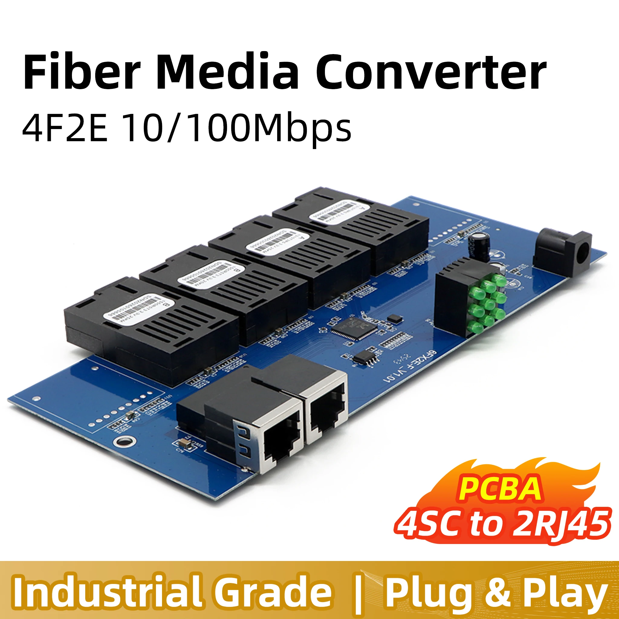 BYXGD 10/100Mbps 4F2E 25KM Fiber Media Converter PCB Board 4SC to 2RJ45 Ethernet Switch for CCTV FTTH Industrial Automation
BYXGD 10/100Mbps 4F2E 25KM Fiber Media Converter PCB Board 4SC to 2RJ45 Ethernet Switch for CCTV FTTH Industrial Automation