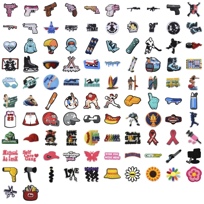 93-115 Pieces Bulk Shoe Charms for Crocs Accessories Gun Shoes Charm for Croc Decorations Pins Men Jeans Woman Clogs Clips
93-115 Pieces Bulk Shoe Charms for Crocs Accessories Gun Shoes Charm for Croc Decorations Pins Men Jeans Woman Clogs Clips