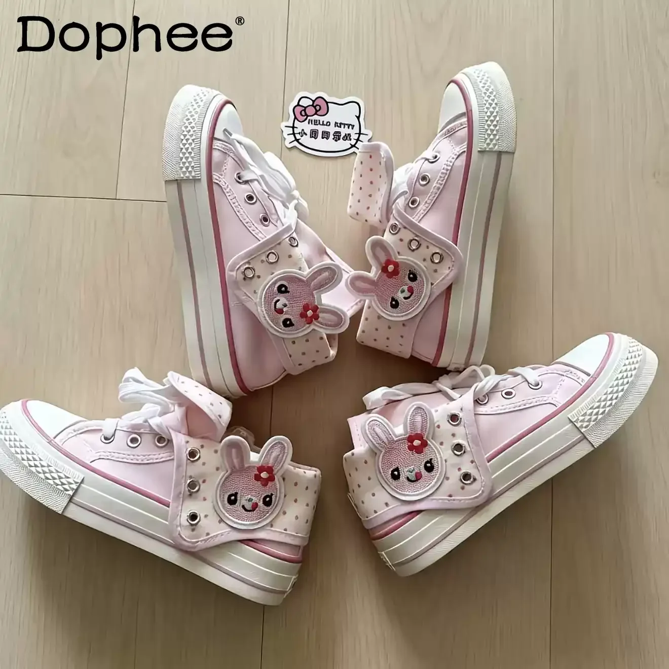 Japanese Girls Cute Piano Rabbit Polka Dotthick Sole High-top Canvas Shoes Summer New Sweet Girl Student Kawaii Flats Shoes
Japanese Girls Cute Piano Rabbit Polka Dotthick Sole High-top Canvas Shoes Summer New Sweet Girl Student Kawaii Flats Shoes