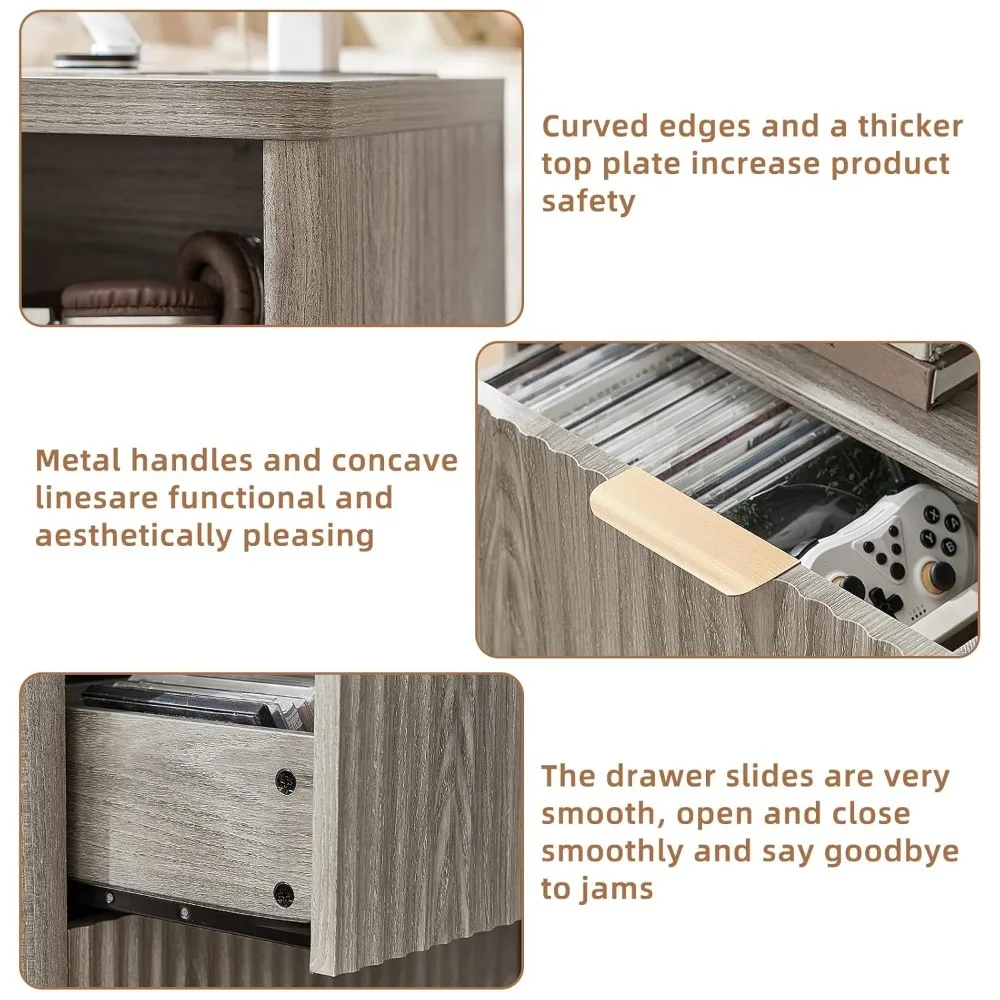 Fluted Farmhouse Nightstand Set of 2 with Charging Station, 23" Wide 2 Drawers End Table, Customized
Fluted Farmhouse Nightstand Set of 2 with Charging Station, 23" Wide 2 Drawers End Table, Customized