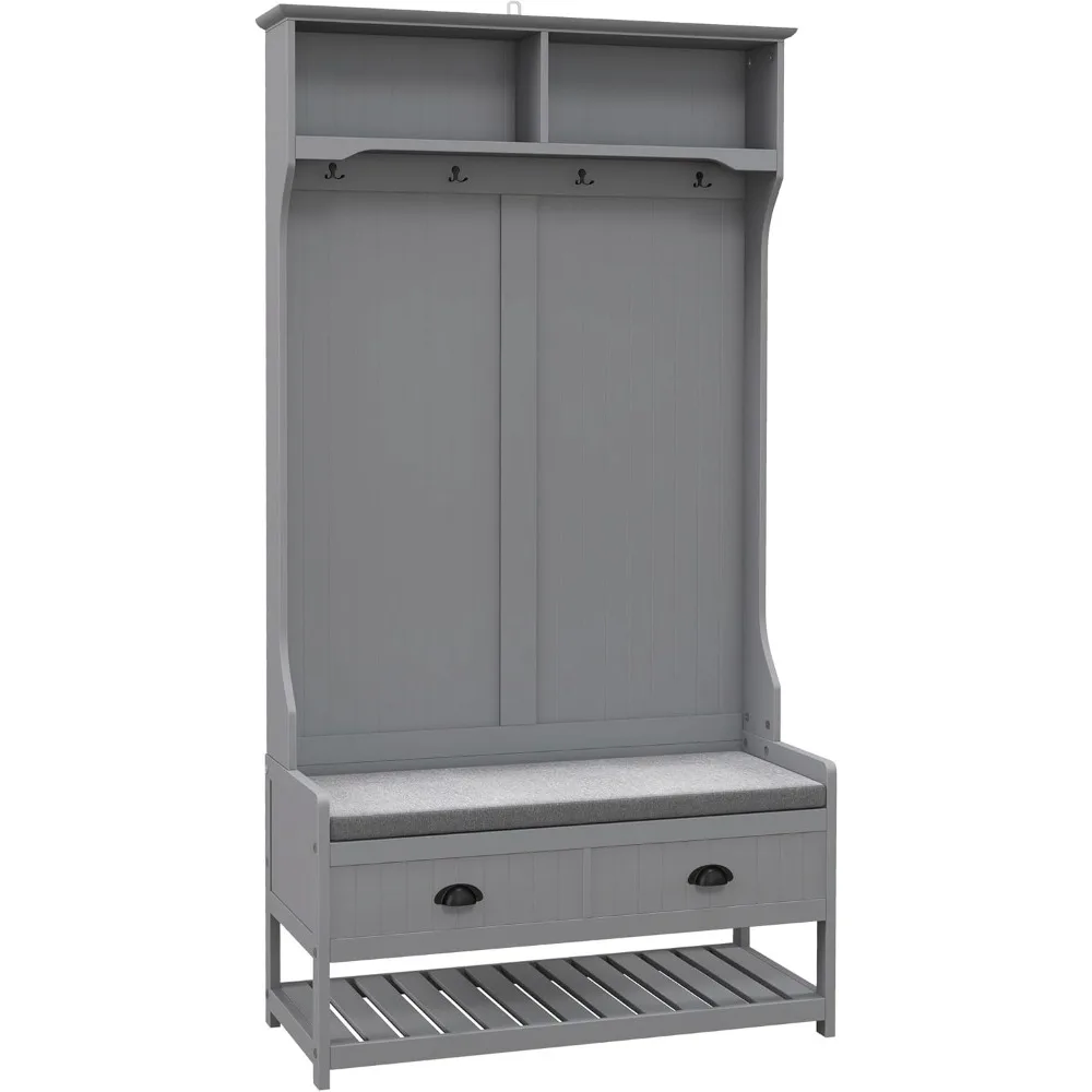 3-in-1 Hall Tree, Entryway Bench with Coat Rack, Mudroom Bench with Shoe Rack, 2 Storage Drawers, 4 Hooks and Padded Seat Cushi
3-in-1 Hall Tree, Entryway Bench with Coat Rack, Mudroom Bench with Shoe Rack, 2 Storage Drawers, 4 Hooks and Padded Seat Cushi