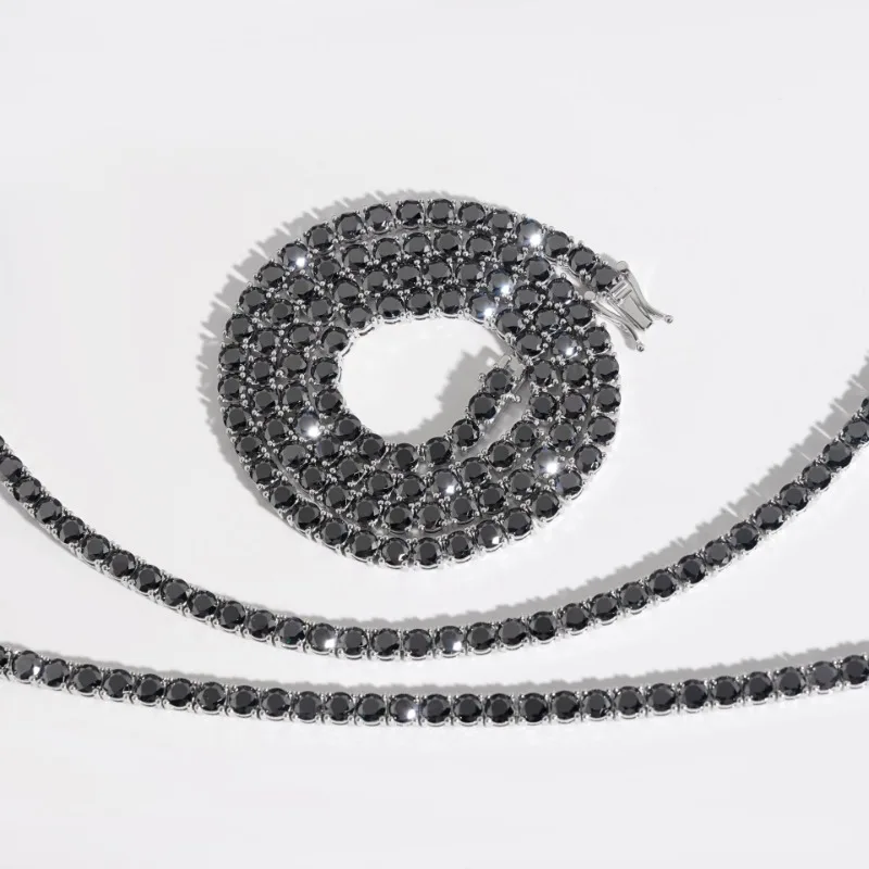 Hiphop 4mm Black Moissanite Tennis Chain Necklace for Men Fine Jewelry Rhodium Plated Iced Diamond Link Necklaces Pass Tester
Hiphop 4mm Black Moissanite Tennis Chain Necklace for Men Fine Jewelry Rhodium Plated Iced Diamond Link Necklaces Pass Tester