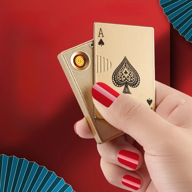 Metal Charging Lighter High Beauty Poker Card USB Tungsten Wire Ignition Spades A Creative Lighter Cigarette Accessories Tool
Metal Charging Lighter High Beauty Poker Card USB Tungsten Wire Ignition Spades A Creative Lighter Cigarette Accessories Tool
