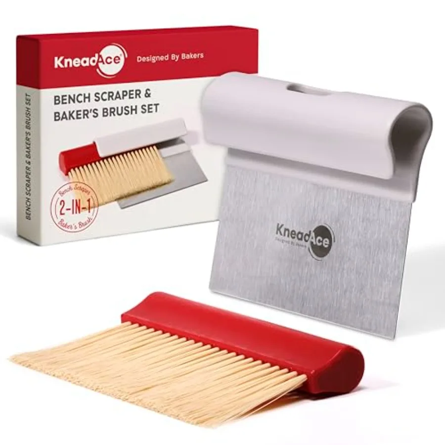 KneadAce Dough Scraper and Baker's Brush Set. Stainless Steel Bench Scraper and Flour Cleaning Brush. Kitchen Tool for Pastry,
KneadAce Dough Scraper and Baker's Brush Set. Stainless Steel Bench Scraper and Flour Cleaning Brush. Kitchen Tool for Pastry,