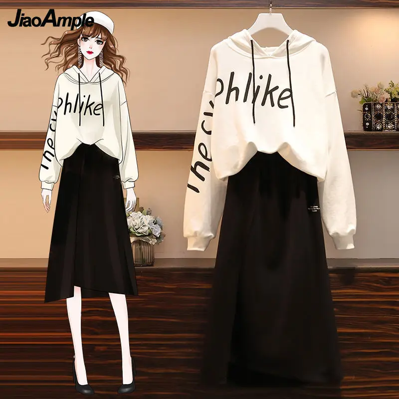 2022 Spring Autumn Women's Hooded T Shirt Skirts 1 or Two Piece Dress Set Korean Lady Casual Letter Sweatshirt Midi Skirt Outfit
2022 Spring Autumn Women's Hooded T Shirt Skirts 1 or Two Piece Dress Set Korean Lady Casual Letter Sweatshirt Midi Skirt Outfit