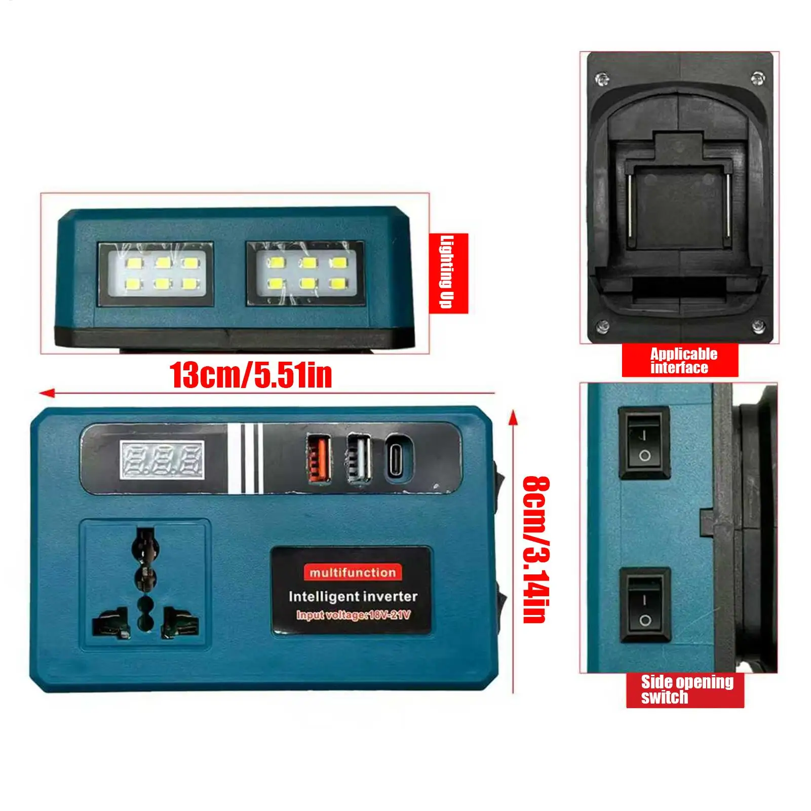 Power Inverter 21V Vehicle Power Inverter With Led Light Portable Converter Charger For Camping RV Truck Outdoor Home
Power Inverter 21V Vehicle Power Inverter With Led Light Portable Converter Charger For Camping RV Truck Outdoor Home