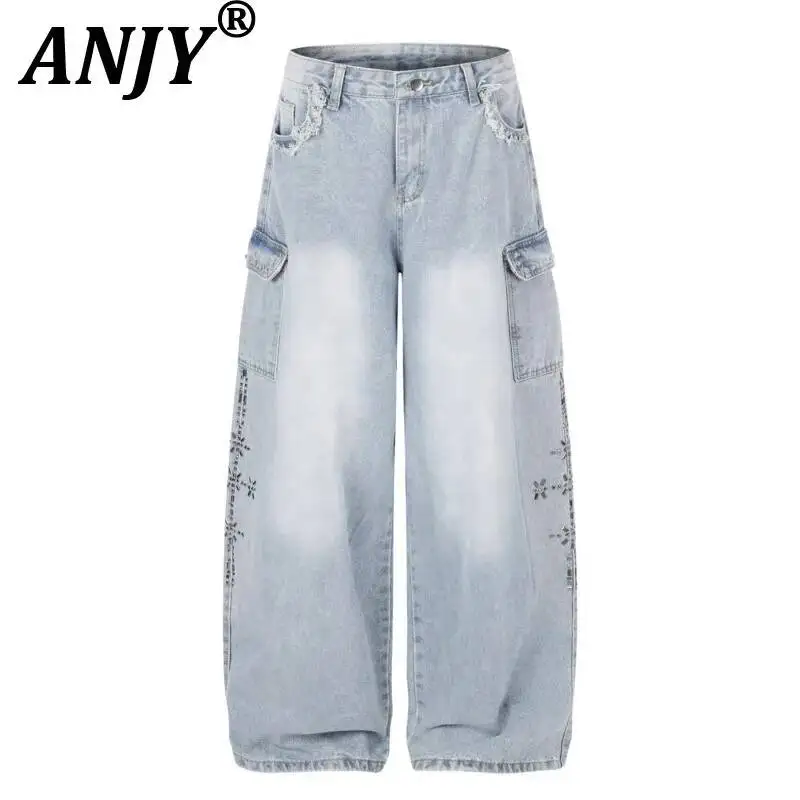 ANJY Spring Autumn New Women Korean Style Embroidered Flares Rivet Distressed Design Denim Pants Ins Retro Wide Leg Jeans A25832
ANJY Spring Autumn New Women Korean Style Embroidered Flares Rivet Distressed Design Denim Pants Ins Retro Wide Leg Jeans A25832
