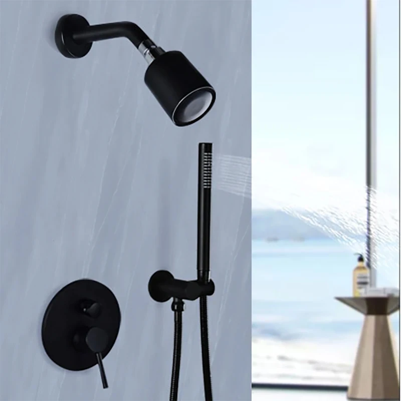 Bathroom Shower Set Concealed Matte Black Double Function Shower Mixer Top Spray Shower Faucet with Brass Hand Shower
Bathroom Shower Set Concealed Matte Black Double Function Shower Mixer Top Spray Shower Faucet with Brass Hand Shower