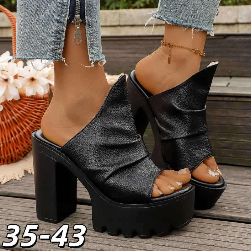 Summer New Women's Party Hot-Selling Thick-Platform, Waterproof, Super High Chunky Heel Closed-Toe PU Flats
Summer New Women's Party Hot-Selling Thick-Platform, Waterproof, Super High Chunky Heel Closed-Toe PU Flats