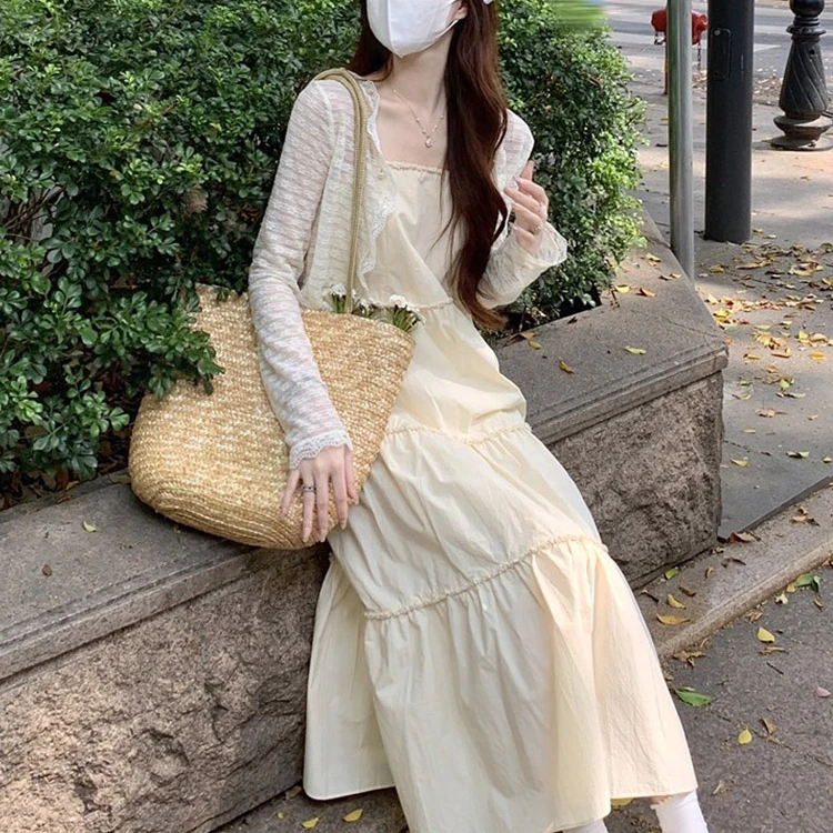 Women's Summer New Romantic Student First Love Long Sleeve Sundress Set with Strap Fashionable Two-Piece Outfit UV Protection
Women's Summer New Romantic Student First Love Long Sleeve Sundress Set with Strap Fashionable Two-Piece Outfit UV Protection