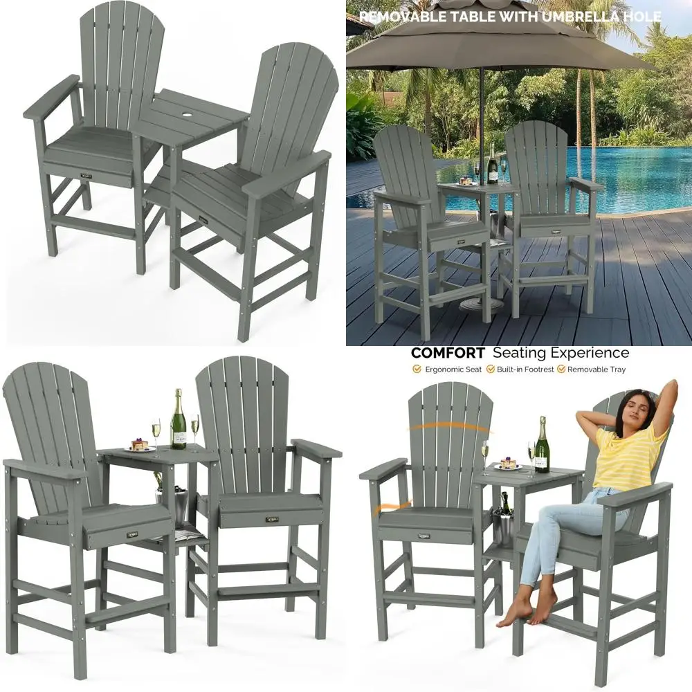 Tall Adirondack Chairs Set of 2, HDPE Balcony Chair with Double Connecting Tray Weather Resistant Outdoor Bar Stools for Patio D
Tall Adirondack Chairs Set of 2, HDPE Balcony Chair with Double Connecting Tray Weather Resistant Outdoor Bar Stools for Patio D