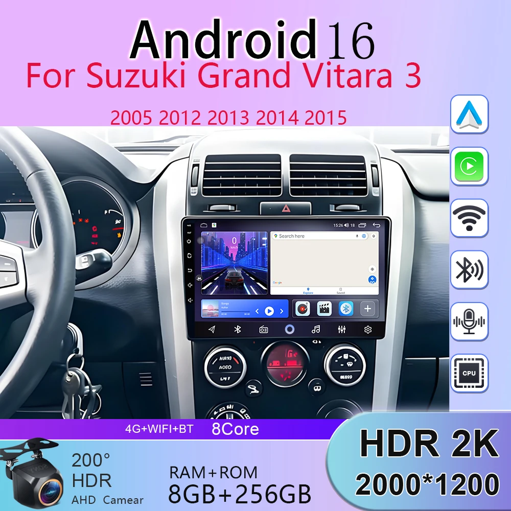Для Suzuki Grand Vitara 3 2005-2015 Android 16 2K QLED автомагнитола, мультимедийный видеоплеер, GPS-стереосистема, RDS
Для Suzuki Grand Vitara 3 2005-2015 Android 16 2K QLED автомагнитола, мультимедийный видеоплеер, GPS-стереосистема, RDS