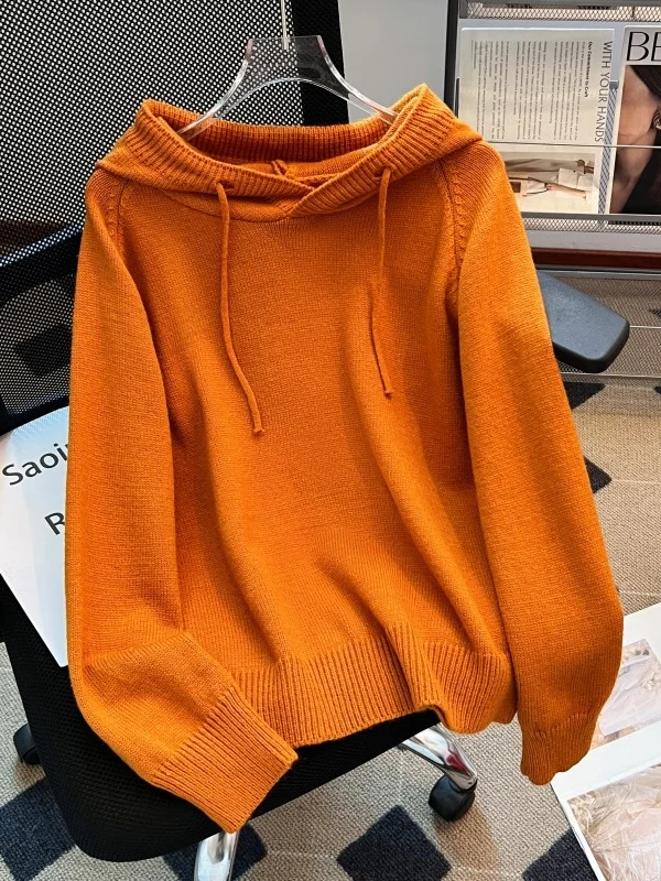 Женский вязаный свитер с капюшоном и длинными рукавами, оранжевый, свободного кроя, зимний, модный, больших размеров, удобный, стройнящий, универсальный топ
Женский вязаный свитер с капюшоном и длинными рукавами, оранжевый, свободного кроя, зимний, модный, больших размеров, удобный, стройнящий, универсальный топ