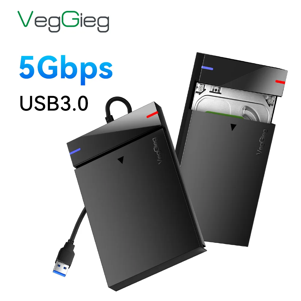 VegGieg 2.5 Inch USB 3.0 Hard Drive Enclosure SATA External HDD/SSD Case 5Gbps Tool-Free Portable Drive Adapter for Mac And PC
VegGieg 2.5 Inch USB 3.0 Hard Drive Enclosure SATA External HDD/SSD Case 5Gbps Tool-Free Portable Drive Adapter for Mac And PC