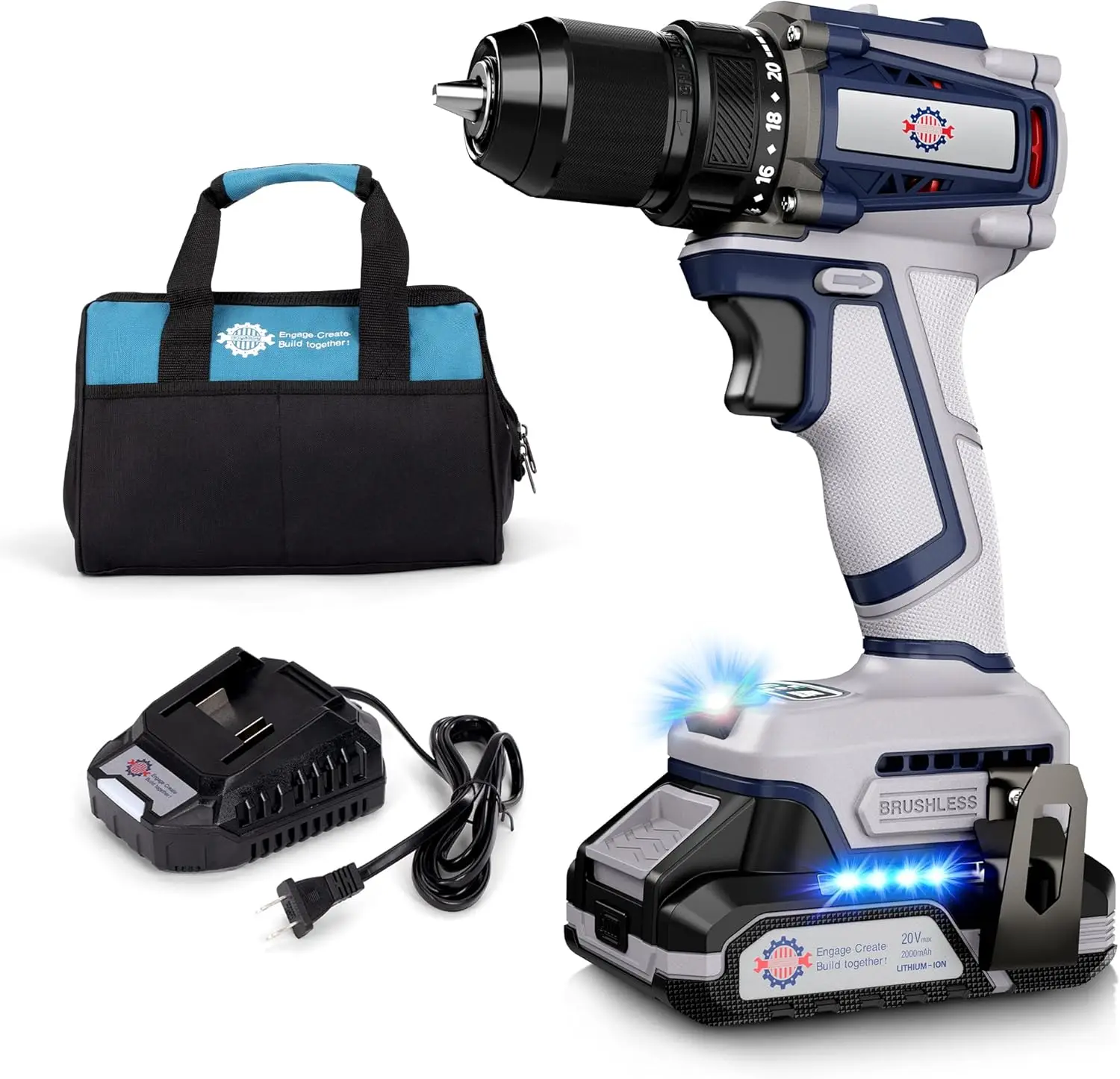 Brushless Cordless Drill Set, 70N.m Torque, 20V with Battery & Charger, Compact for Home Repair
Brushless Cordless Drill Set, 70N.m Torque, 20V with Battery & Charger, Compact for Home Repair