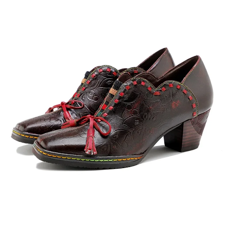 Spring Fashion Women Pumps Butterfly Knot Slip on Genuine Leather 5CM Square Heel Tassel Vintage Palace Style Retro Women Shoes
Spring Fashion Women Pumps Butterfly Knot Slip on Genuine Leather 5CM Square Heel Tassel Vintage Palace Style Retro Women Shoes
