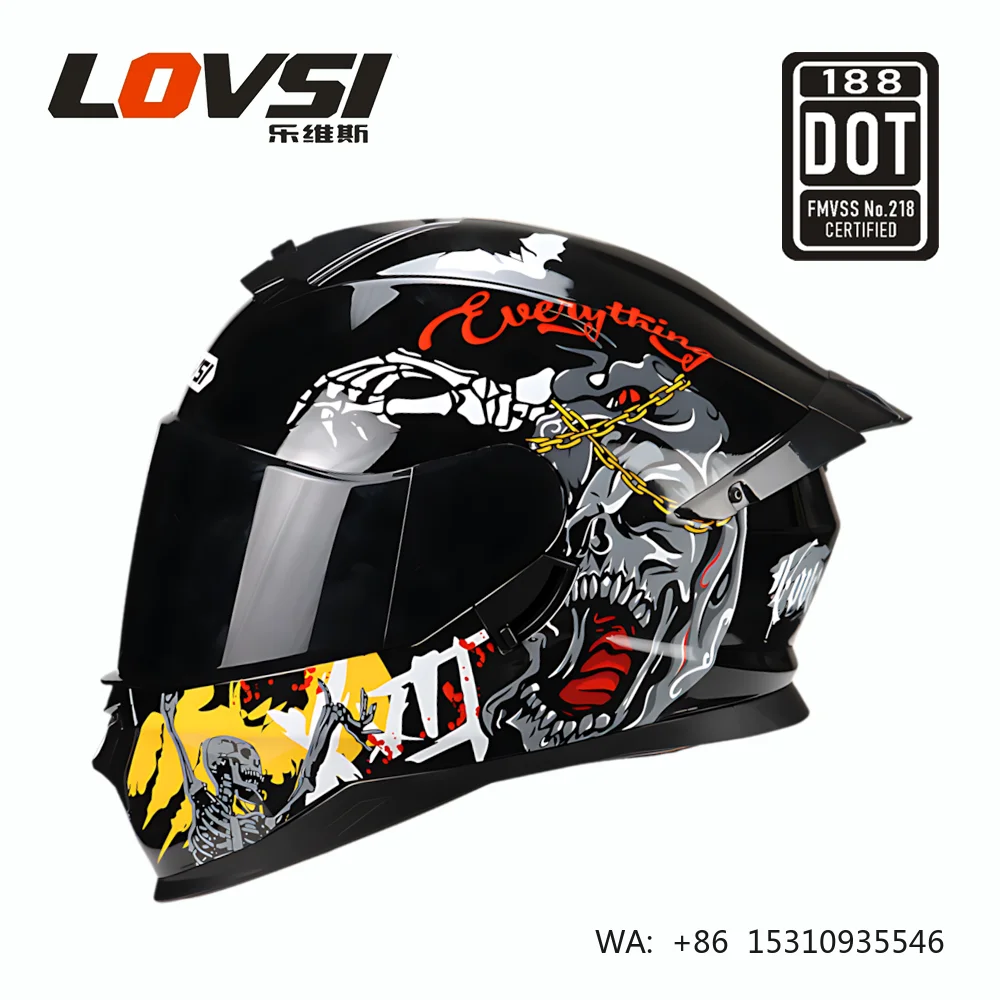 Black Skull Cheaper unisex adult approved full face motorcycle helmet high quality customized dot factory direct sales
Black Skull Cheaper unisex adult approved full face motorcycle helmet high quality customized dot factory direct sales