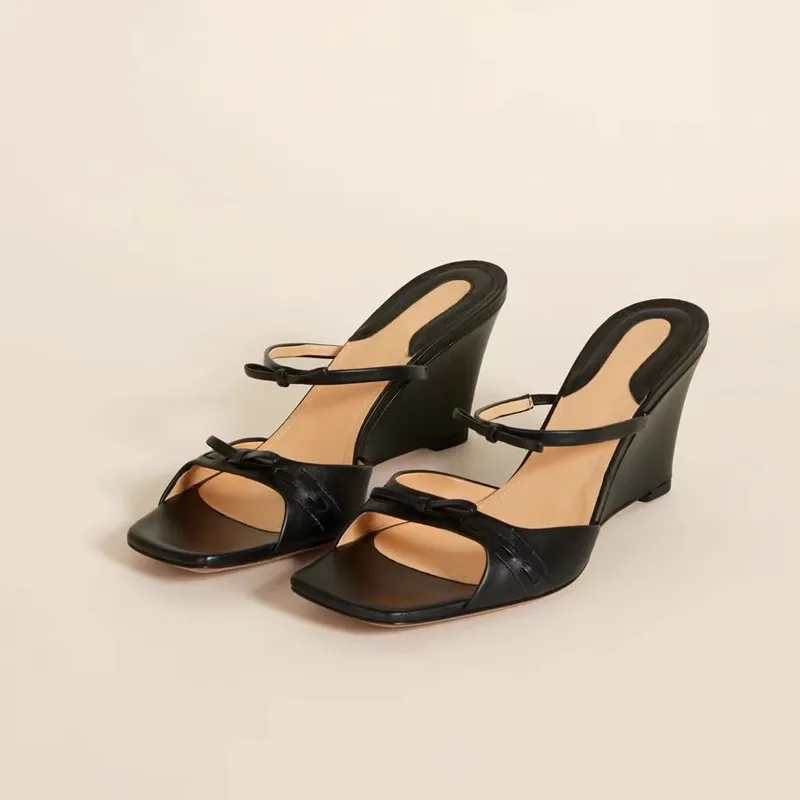 Square Open-Toe Wedge-Heel Single-Strap Slippers Niche French Style Bow Sandals Slip-On Summer Women Shoes Sandalias Mujer
Square Open-Toe Wedge-Heel Single-Strap Slippers Niche French Style Bow Sandals Slip-On Summer Women Shoes Sandalias Mujer