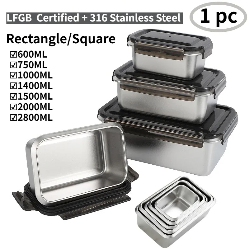 316 Stainless Steel Fresh-keeping Box with Exhaust Valve LFGB Certified Fruit Fresh-keeping Fridge Box Good Airtight Container
316 Stainless Steel Fresh-keeping Box with Exhaust Valve LFGB Certified Fruit Fresh-keeping Fridge Box Good Airtight Container