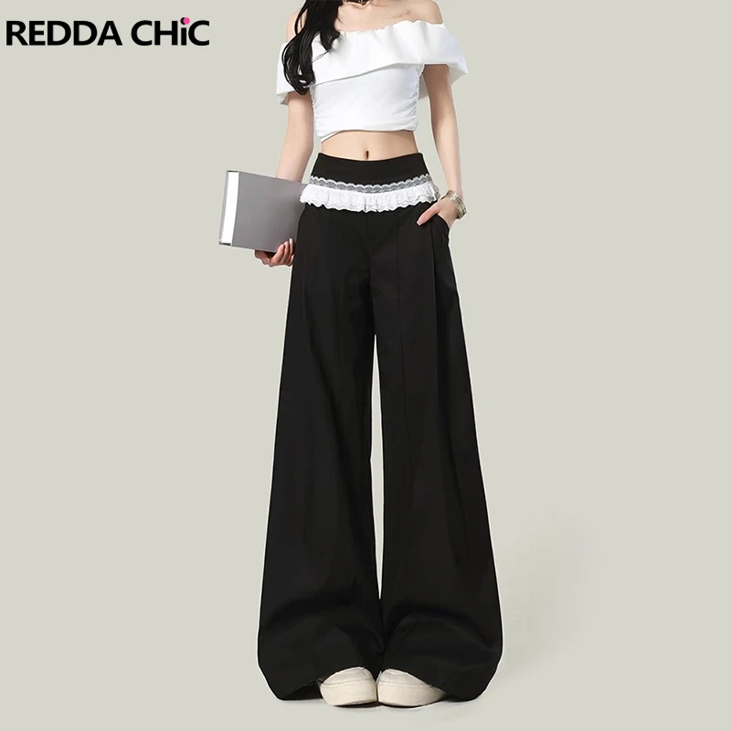 REDDACHiC Contrast Stitch Lace Black Suit Pants Women Cleanfit Pleated Wide Leg Work Casual Suit Trousers New Summer Clothes
REDDACHiC Contrast Stitch Lace Black Suit Pants Women Cleanfit Pleated Wide Leg Work Casual Suit Trousers New Summer Clothes