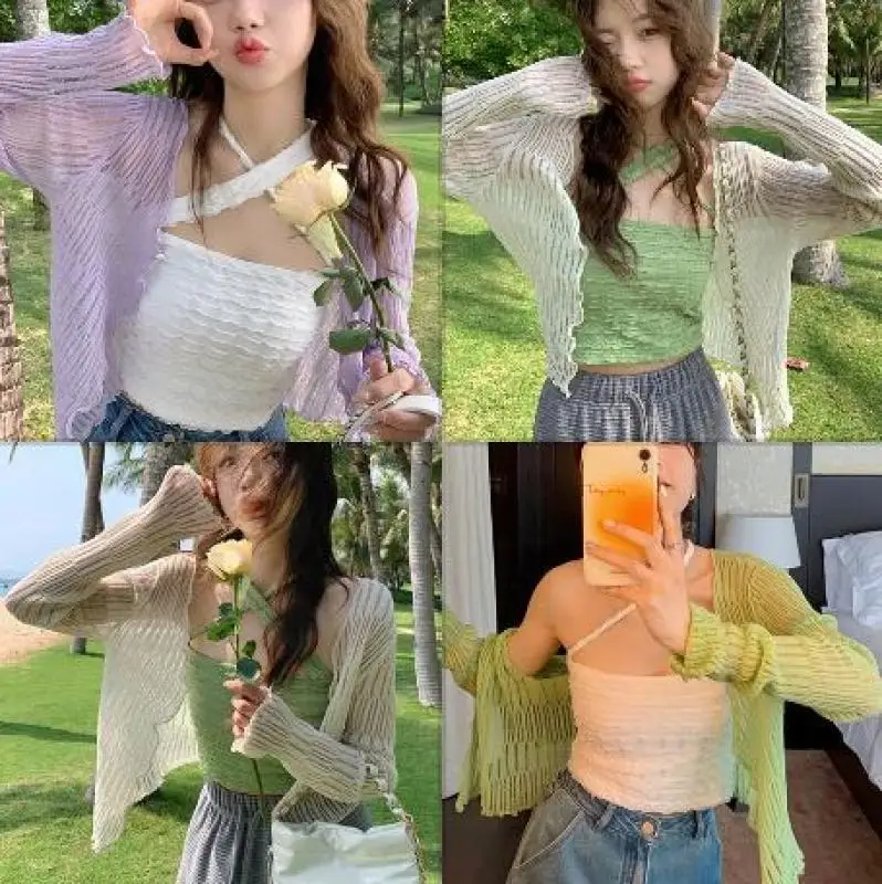 Korean Shawl Women Knitted Cardigan Summer Autumn Thin Sunscreen Clothes Air Conditioning Shirt
Korean Shawl Women Knitted Cardigan Summer Autumn Thin Sunscreen Clothes Air Conditioning Shirt