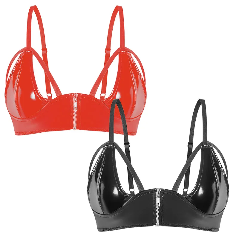 Woman Open Zipper Halter Bra Sexy Girl Brassiere Sexy Lingerie PU Vest Waistcoat Half-Exposed Breast Patent Leather Tank Top
Woman Open Zipper Halter Bra Sexy Girl Brassiere Sexy Lingerie PU Vest Waistcoat Half-Exposed Breast Patent Leather Tank Top