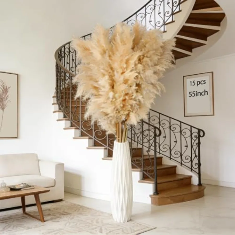55inch 15pcs Tall Pampas Grass for Floor Vase-Dried Pampas Grass Decor Tall Brown Large Pompas Grass Floral-Long Fluffy Pompas
55inch 15pcs Tall Pampas Grass for Floor Vase-Dried Pampas Grass Decor Tall Brown Large Pompas Grass Floral-Long Fluffy Pompas