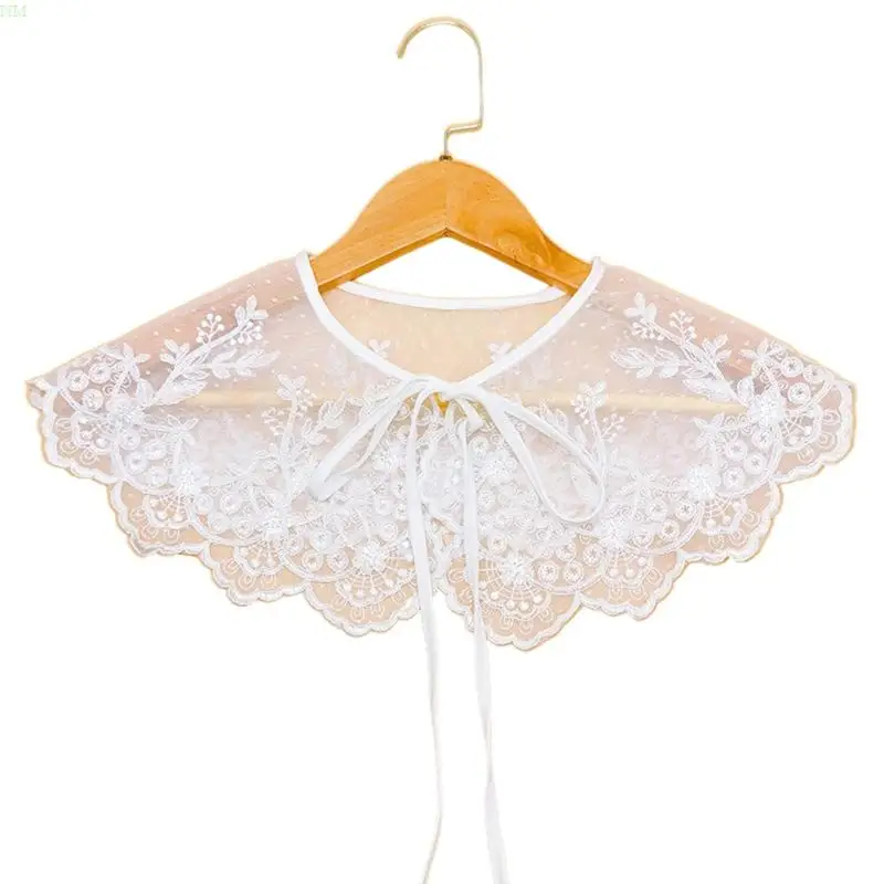 Women Vintage Sweet Embroidery Floral Lace Fake False Collar Shawl See-Through Mesh Trim Lace-Up Bowknot Scarf Cape NM
Women Vintage Sweet Embroidery Floral Lace Fake False Collar Shawl See-Through Mesh Trim Lace-Up Bowknot Scarf Cape NM