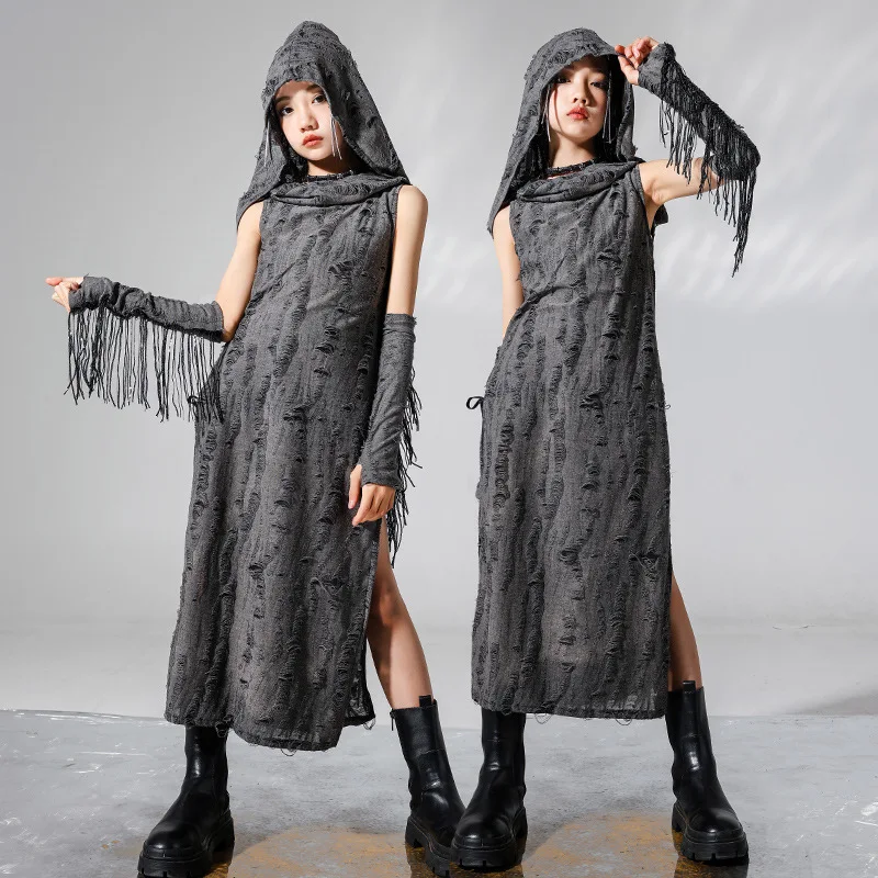 Kids Girl Fashionhip Hop Jazz Long Tank Dress Broke Hole Punk Gothic Dance Clothing Children Teen Performance Costume
Kids Girl Fashionhip Hop Jazz Long Tank Dress Broke Hole Punk Gothic Dance Clothing Children Teen Performance Costume