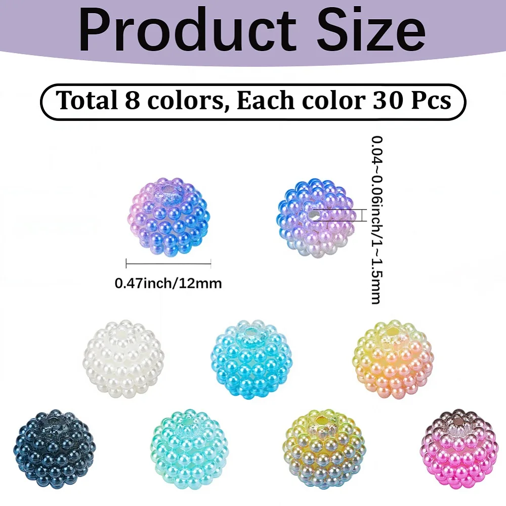240Pcs 8 Colors Imitation Pearl Acrylic Beads Berry Beads Combined Beads Round Mixed Color 12mm Hole: 1~1.5mm 30pcs/color
240Pcs 8 Colors Imitation Pearl Acrylic Beads Berry Beads Combined Beads Round Mixed Color 12mm Hole: 1~1.5mm 30pcs/color