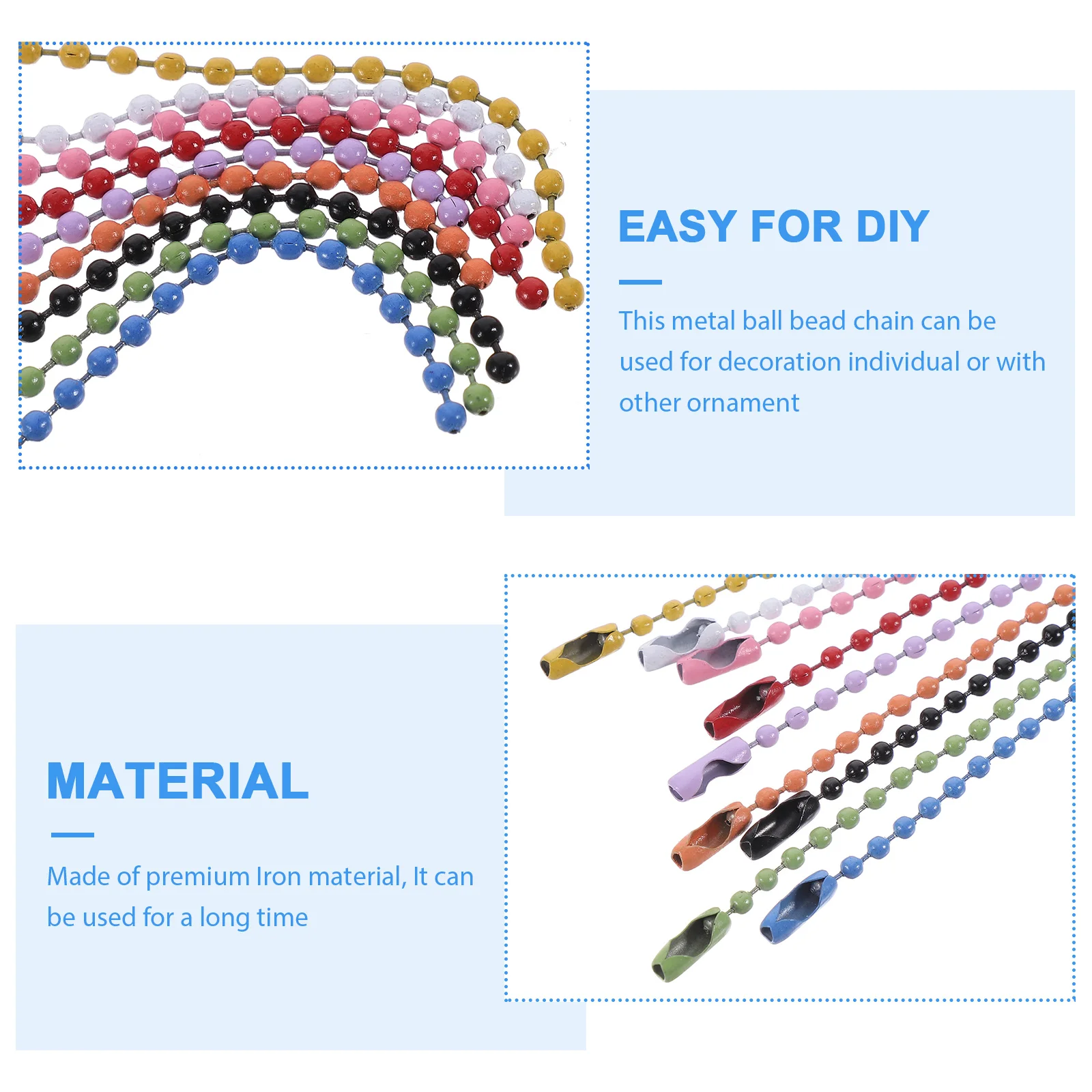 100pcs Keychain Christmas Decoration Colorful Bead Chains for DIY Ball Roller Chains Hanging Tags Metal Accessories Jewelry
100pcs Keychain Christmas Decoration Colorful Bead Chains for DIY Ball Roller Chains Hanging Tags Metal Accessories Jewelry