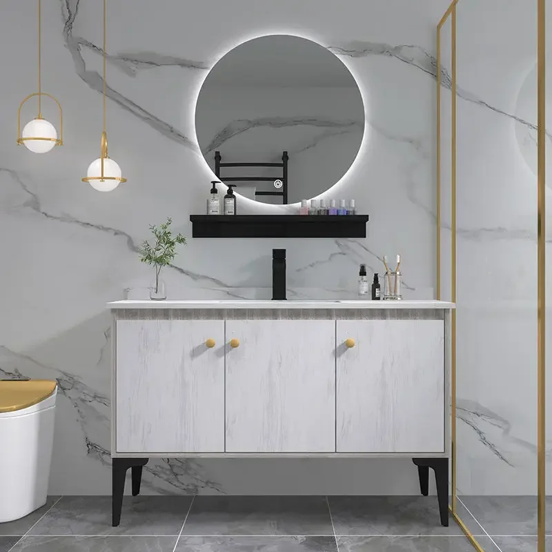Organizer Solid Wood Bathroom Cabinet Light Mirror Simple Modern Floor Standing Bathroom Vanity Nordic Gabinete Unique Furniture
Organizer Solid Wood Bathroom Cabinet Light Mirror Simple Modern Floor Standing Bathroom Vanity Nordic Gabinete Unique Furniture
