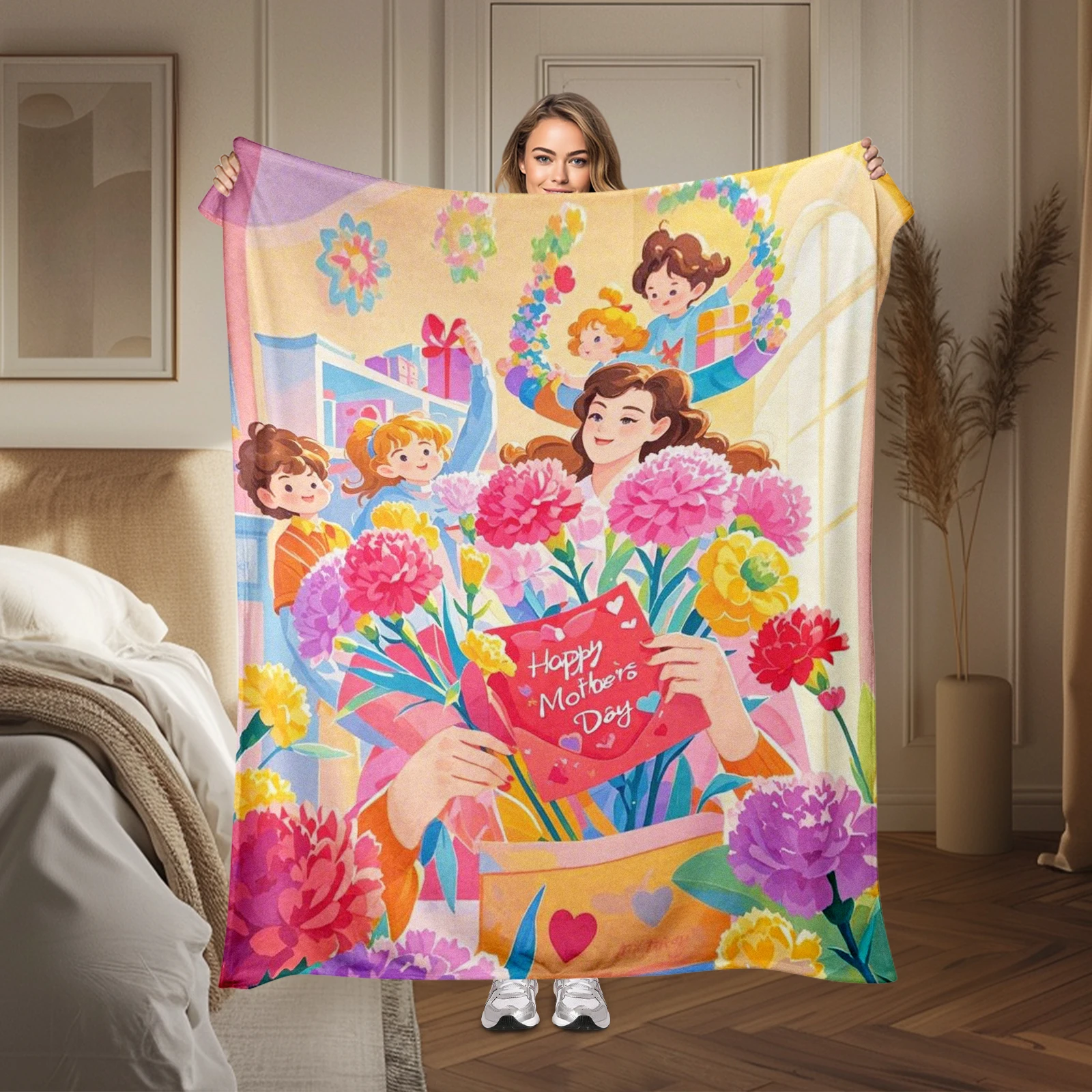 Best Mothers Day Gift Recommendation Flannel Blanket With Fine Cartoon Flowers And Emotional Wishes
Best Mothers Day Gift Recommendation Flannel Blanket With Fine Cartoon Flowers And Emotional Wishes