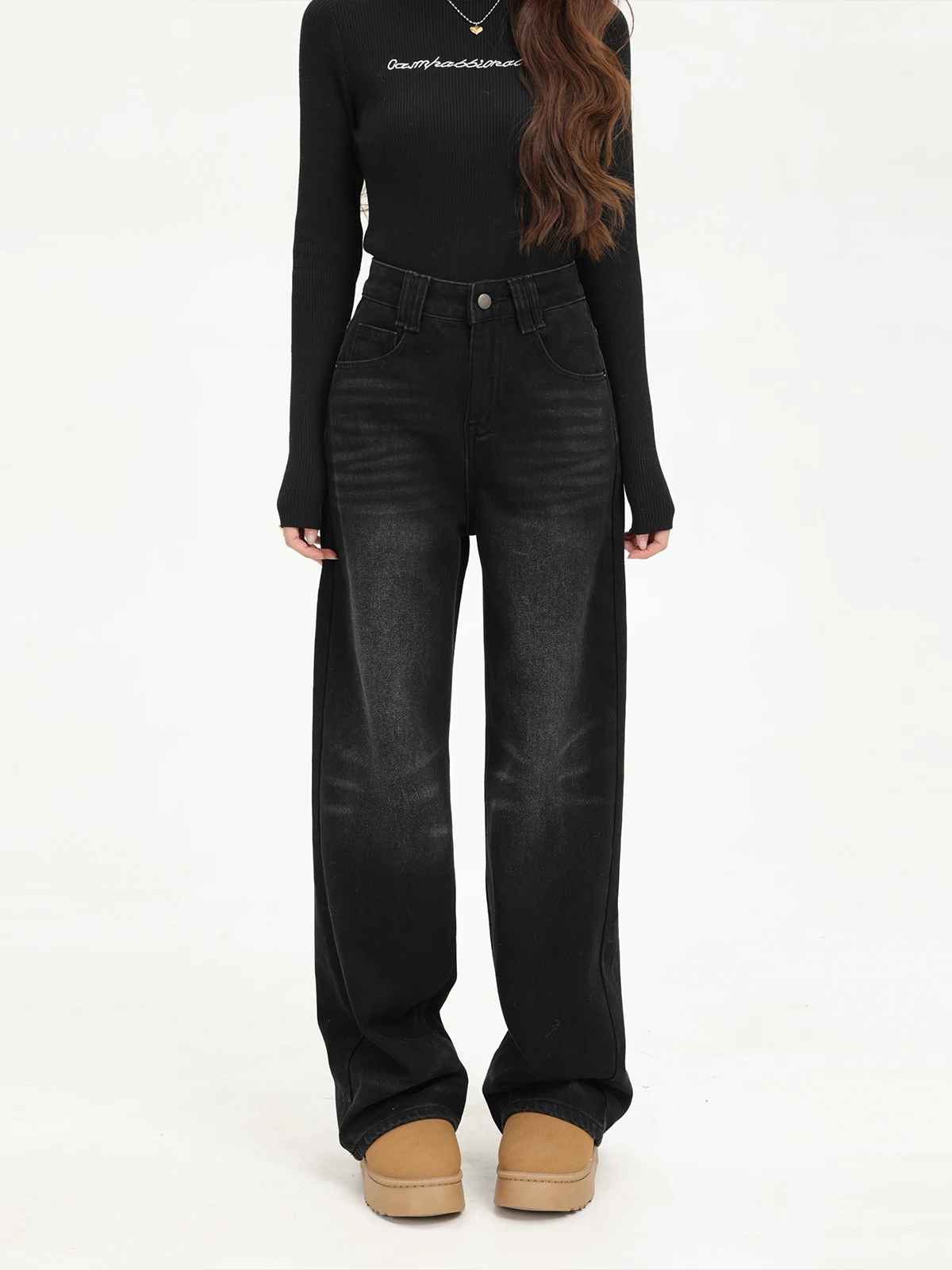 High Waist Wide Leg Jeans American Korean Style Thick Winter Floor Length Pants Casual Versatile Women's Long Trousers
High Waist Wide Leg Jeans American Korean Style Thick Winter Floor Length Pants Casual Versatile Women's Long Trousers