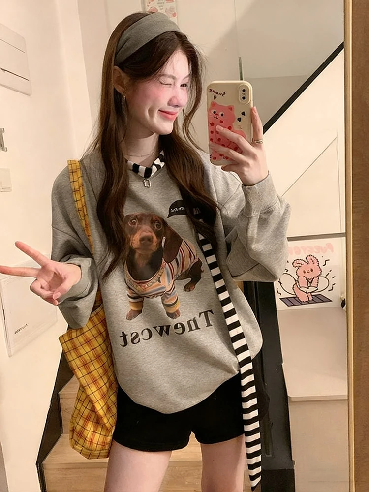 Korean Sle Cute Dachund Puppy Print Sweatirt Women's Autumn Winter Thiened Fce Loose Long Sve Top
Korean Sle Cute Dachund Puppy Print Sweatirt Women's Autumn Winter Thiened Fce Loose Long Sve Top