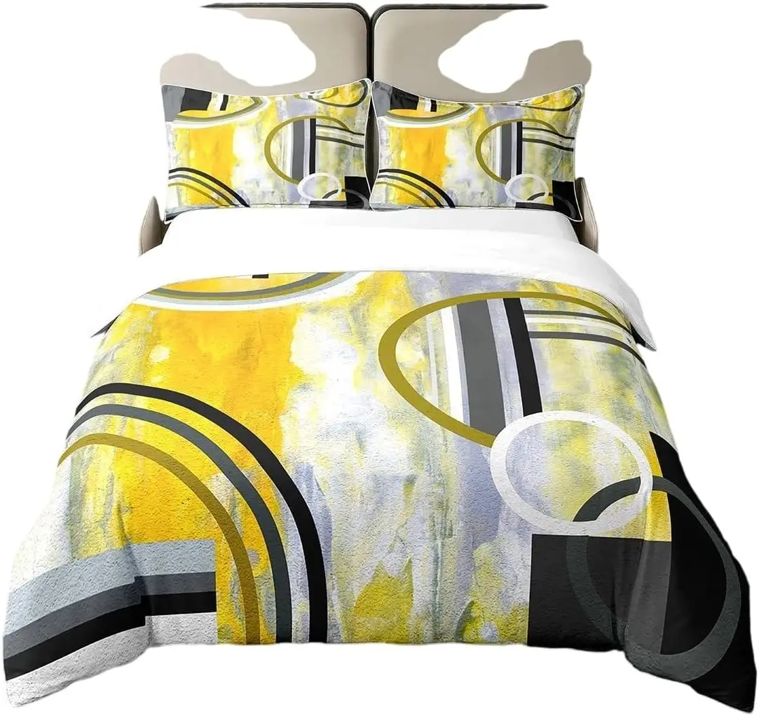 Modern Yellow Black Grey Duvet Cover Set Watercolor Oil Painting Bedding Set with Pillowcases Abstract Circles Quilt Cover
Modern Yellow Black Grey Duvet Cover Set Watercolor Oil Painting Bedding Set with Pillowcases Abstract Circles Quilt Cover