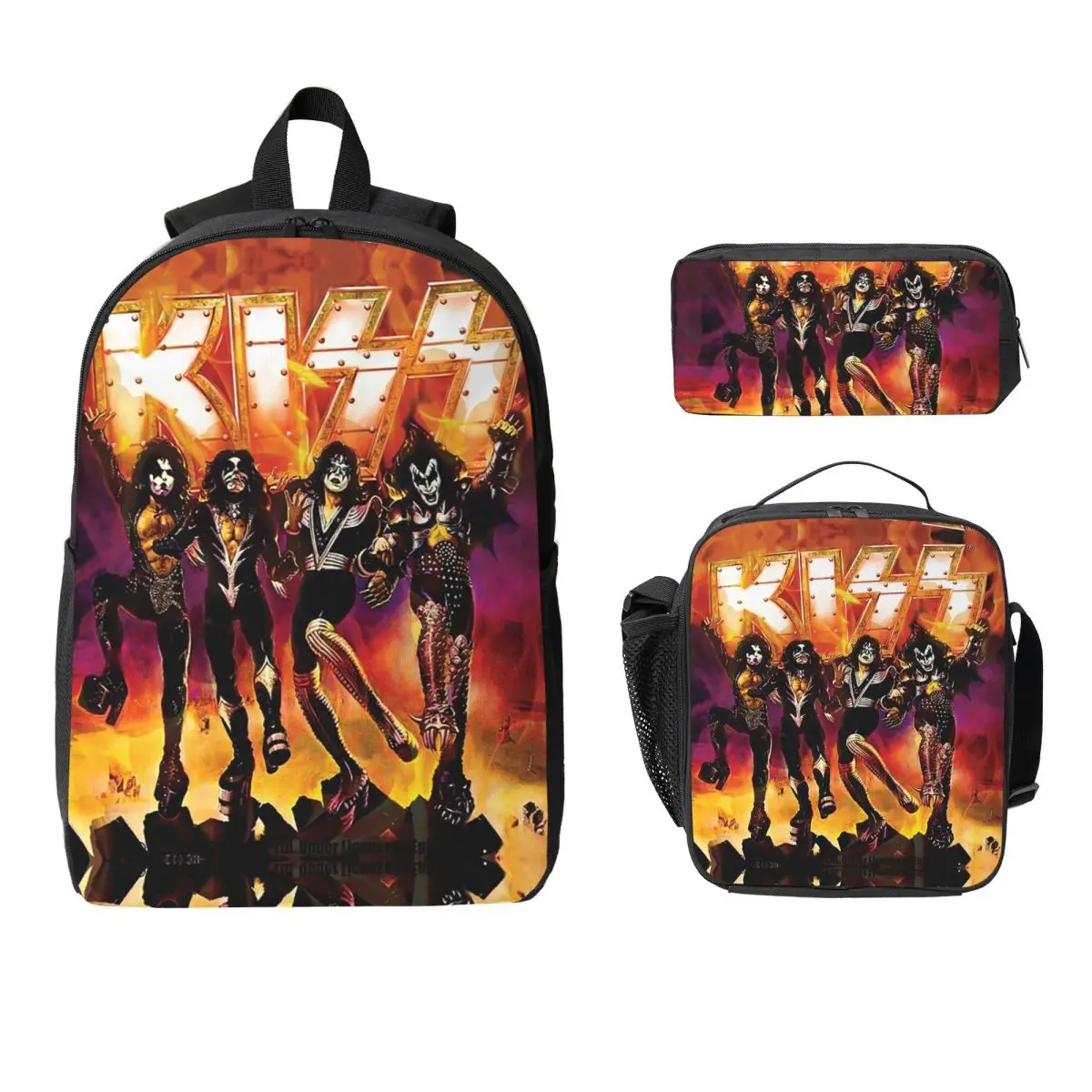 KISS The Band Рюкзак в стиле рок-н-ролл Студенческий рюкзак для мальчиков и девочек Школьная сумка Сумки на плечо 3ps Изолированная сумка для обеда Пенал
KISS The Band Рюкзак в стиле рок-н-ролл Студенческий рюкзак для мальчиков и девочек Школьная сумка Сумки на плечо 3ps Изолированная сумка для обеда Пенал