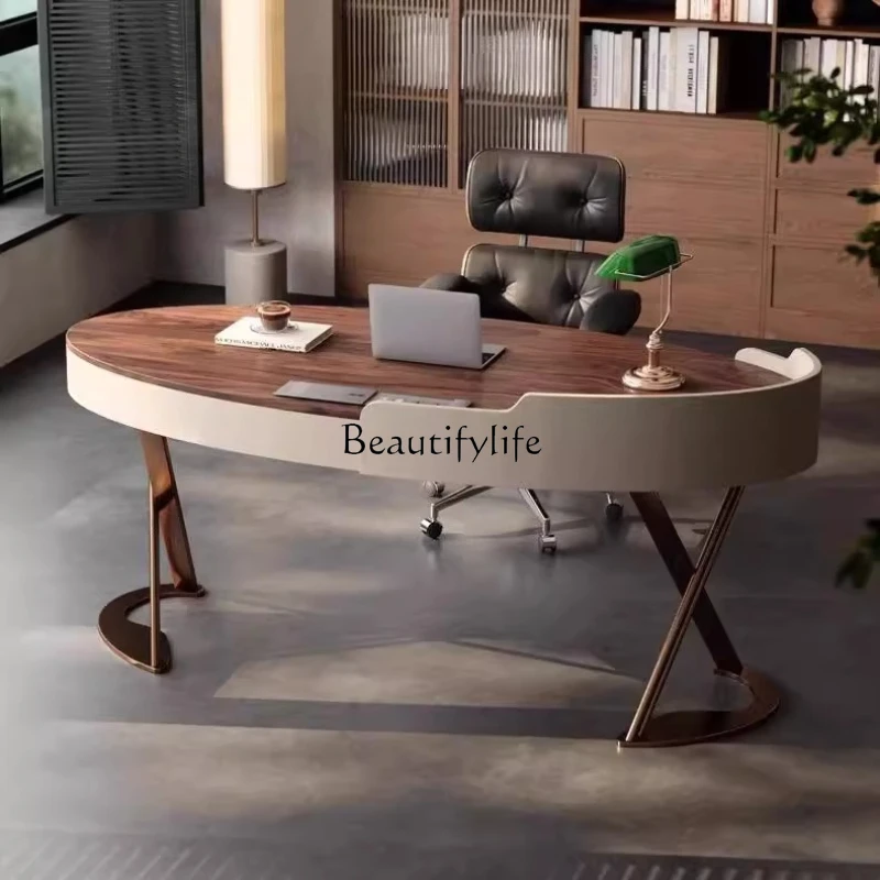 Italian minimalist walnut writing desk chairs light luxury simple desk high-end home 
Italian minimalist walnut writing desk chairs light luxury simple desk high-end home