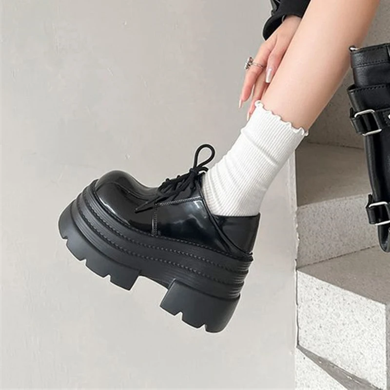 Cow Leather Thick Bottom Increase Wedges 10cm Super High Heels Shoes Lace-up Loafers Casual Comfort Platform Women Pumps AU17
Cow Leather Thick Bottom Increase Wedges 10cm Super High Heels Shoes Lace-up Loafers Casual Comfort Platform Women Pumps AU17