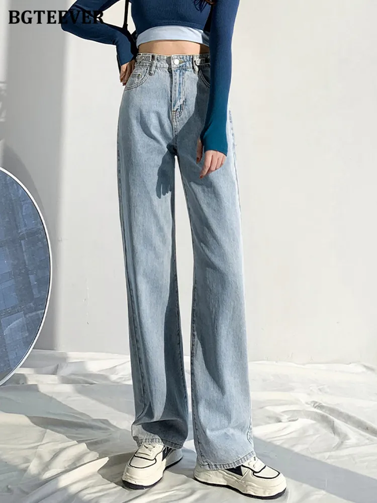 BGTEEVER Stylish Ladies Wide Leg Jeans Pants High Waist Button Casual Solid Straight Women Denim Trousers
BGTEEVER Stylish Ladies Wide Leg Jeans Pants High Waist Button Casual Solid Straight Women Denim Trousers