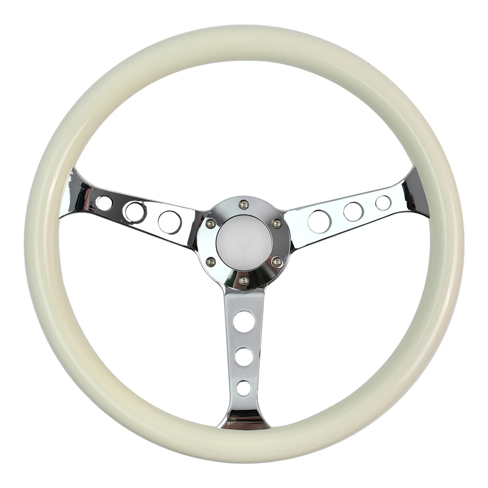 15 Inch 370mm White Wooden Retro Universal Steering Wheel 3 Spokes Racing Sport Steering Wheel with 5mm Round Hole Bracket
15 Inch 370mm White Wooden Retro Universal Steering Wheel 3 Spokes Racing Sport Steering Wheel with 5mm Round Hole Bracket
