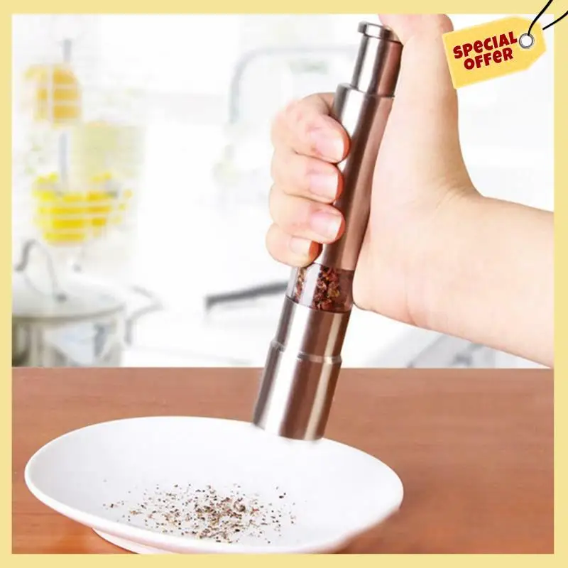 -BABQ 4X Salt And Pepper Grinder Stainless Steel Push Button Silver For Cooking Spice Thumb Push Pepper Mill Portable Grinder
-BABQ 4X Salt And Pepper Grinder Stainless Steel Push Button Silver For Cooking Spice Thumb Push Pepper Mill Portable Grinder