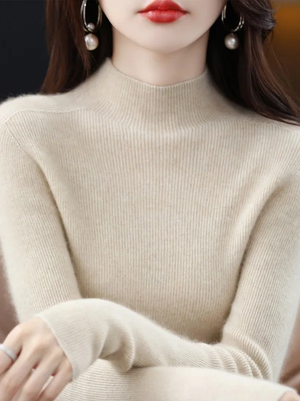 Slim Fit Cashmere Knitted Sweater Women's Half High Collar Wool Blend Base Layer Inner Wear Turtleneck Korean Style Commute
Slim Fit Cashmere Knitted Sweater Women's Half High Collar Wool Blend Base Layer Inner Wear Turtleneck Korean Style Commute