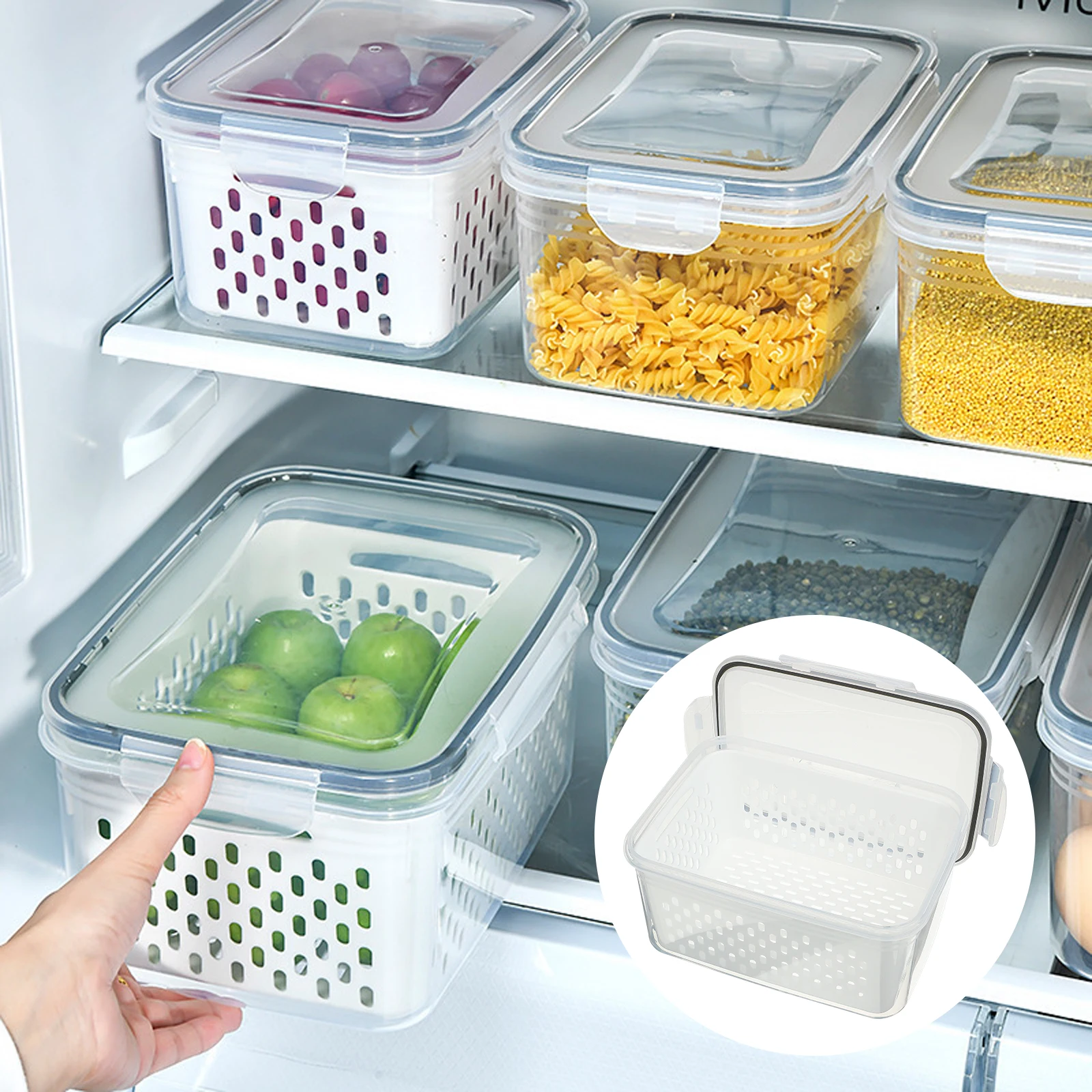 Drain Basket Box 2 Layer Silica Gel Container Lid Refrigerator ganizer Food Grade Airtight Fridge Storage Large Capacity Fruit
Drain Basket Box 2 Layer Silica Gel Container Lid Refrigerator ganizer Food Grade Airtight Fridge Storage Large Capacity Fruit